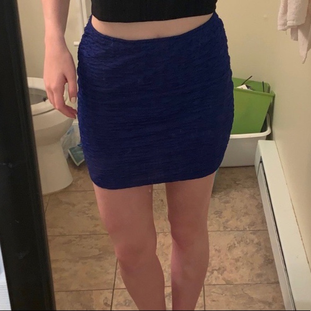 Forever 21 Blue textured Bodycon Mini Skirt